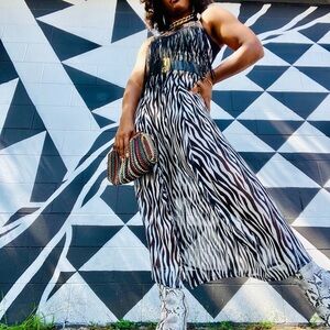 Zebra print fringe sundress